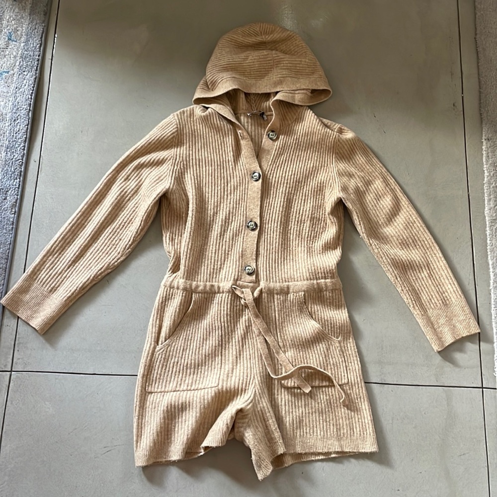 Zara knitted hooded shirt jumpsuit